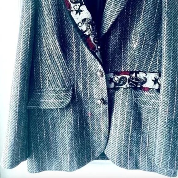 MUGLER VINTAGE WOOL TEXTURED BLAZER PINK STRIPES  SIZE 46 THIERRY MUGLER - Picture 2 of 15